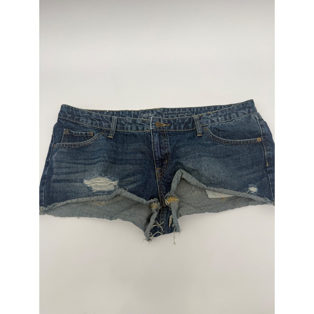 Mossimo Denim Women's 14/32 Low Rise Distressed Cutoff Jean Shorts Y2K Raw Hem
